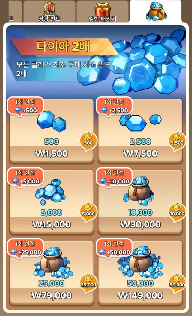 킹샷 다이아 상점 실제 가격 화면